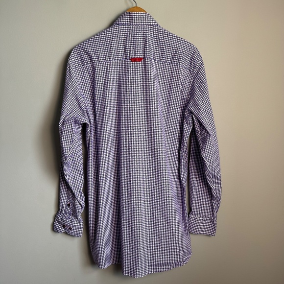 Daniel Hechter‎ Paris Men's Polka Dot Casual Dress Shirt Purple XLT Flip Cuffs - Picture 6 of 16